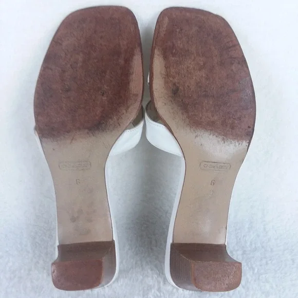 Coach Magdalene White Leather Cross Strap Buckle Slide Sandals Womens 6 Italy - Picture 10 of 12